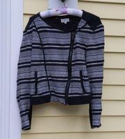 Lou & Grey Zip-Up Patterned Black and Grey Jacket