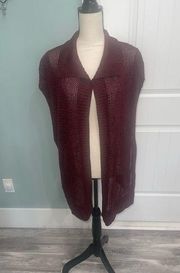 Lafayette 148 NY 100% Hemp Burgundy open front cardigan sweater size XL