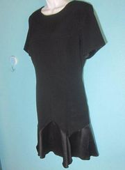 VINTAGE Jessica McClintock Black Mini Dress with Ruffle Hem Size 14 Rear Zipper