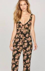 Amuse Society NWT Simone Floral Front Tie Backless Beach Chic Wide Leg Jumpsuit