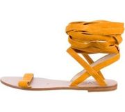 Raye Yellow Suede Gladiator Wrap Around Strap Flat Women 8 Sandals Boho Western