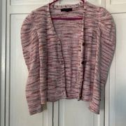 Puff sleeve Andrew Marc shades of pink cardigan