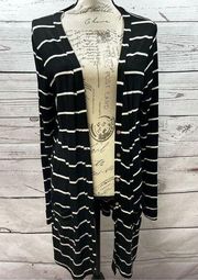 Agnes & Dora large black and white stripped long sleeve cardigan - 2801