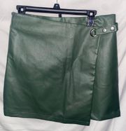 Francesca’s Dark Green Faux Leather Mini Skirt