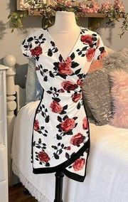 Spring Dress Almost Famous Form Fitting Floral Wrap White Womens Medium Stretchy