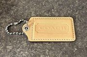 Coach 2.5" Large  TAN Tan PATENT LEATHER KEY FOB BAG CHARM KEYCHAIN HANG TAG