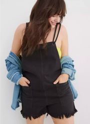 NWT  Black Double Strap Shortall Denim Romper