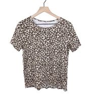 White Stag Women's Short Sleeve Scoopneck Printed T-Shirt Leopard Print Size XL