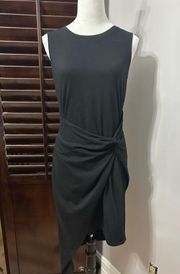 Chelsea28 Womens Sheath Dress Black Ruched Sleeveless Asymmetric Pullover M New
