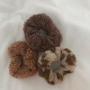 3  fuzzy Sherpa scrunchies