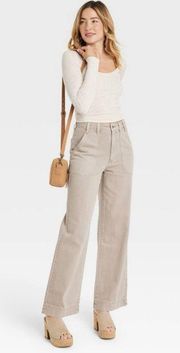 Khaki High Rise Wide leg jeans Size 12