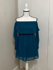 Womens Off The Shoulder Blue Dress Size Small Lined.