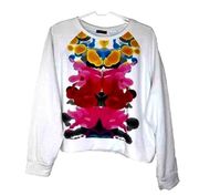 Terez Women’s Blossomed Inkblot Cropped Sweatshirt Double Sided Multicolor Large