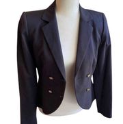 Cremieux Navy Blue Double Breasted Blazer with Gold Buttons Size 10