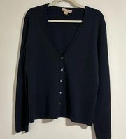 Michael Kors COLLECTION 100% cashmere navy blue button up cardigan