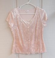 Candie’s Crushed Velvet Button-Up Blouse