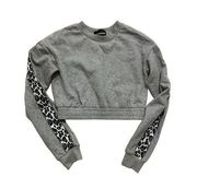 KITTENISH Gray Animal Print Crop Sweatshirt Size XS