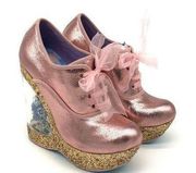 IRREGULAR CHOICE Home Before 12 Cinderella Metallic Pink Gold Music Box Wedge 37