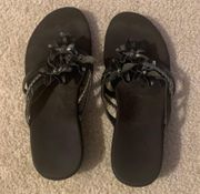 Black Flower Sandals