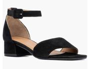 Aquatalia Sandals Size 8.5 Black Suede Ankle Strap Block Heel Open Toe NEW