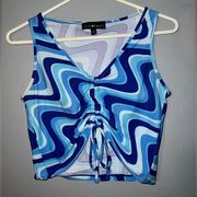 Wavy Pattern Tie Crop Top