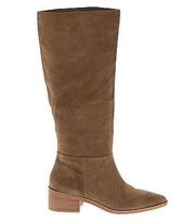 Vince Camuto Beaanna Tan Suede Pointed Toe Low Stack Heel Tall Boots Sz 8