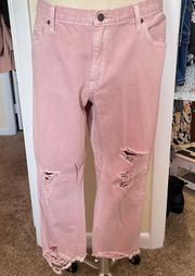 Distressed Pink Boyfriend Jeans