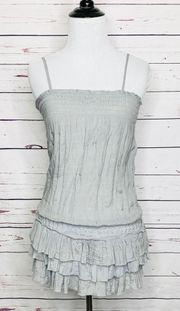 Grey Dropped Waist Ruffled Tunic Top XS