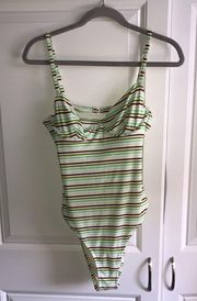 One Piece Swimsuit Striped Underwire Medium