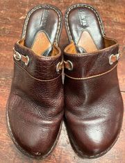 Born Brown Leather Wedge Clogs