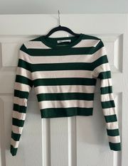 Striped Long Sleeve Crop Top