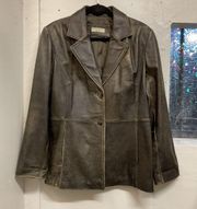 Vintage Valerie Stevens  Brown Distressed Leather Jacket Size L