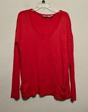 Robert Rodriguez, salmon, pocket, tunic shirt, size large ￼