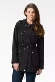 Betsey Johnson Black Hoddie Raincoat Size L