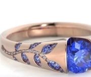 Boutique Rose Gold Blue Sapphire Diamond Ring