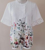 Misslook floral pintuck blouse size small