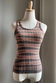 AGOLDGE Peach/Grey Tie Dye Ribbed 'Poppy" Scoop Neck Tank