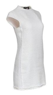 - White Cotton Blend Textured Sheath Dress - size 2