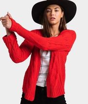 Harper Heritage Red Cable Knit Sweater Cardigan Open Knit M