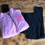 Pink Victoria’s Secret bundle sweatshirt and sweatpant like leggings size large‌