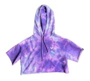 True Religion Cropped Tie Dye Watercolor Hooded Sweatshirt  Pullover Sz XS