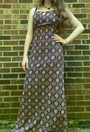 Earthbound Trading Co. Printed Maxi Dress w/ Brown Leather Straps