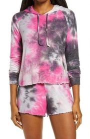 BP All Tucked In Short Pajamas Set in Grey/Pink Tie Dye Size S