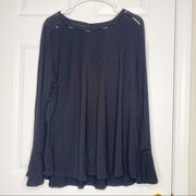 Kaari blue black boho crochet blouse