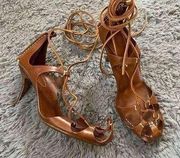 NEW polo Ralph Lauren leather lace up strappy heels 9
