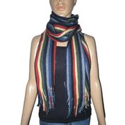 Eddie Bauer unisex striped fringed scarf