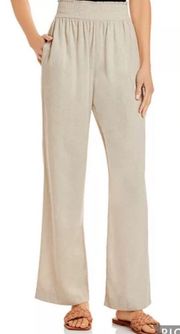 Brendan Women’s Wheat Color Wide Leg Linen Blend Pant Size Med