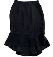 WhoWhatWear Skirt Womens 4 Solid Black High Low Tiered Hem Career Zip Polyester