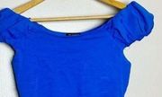 Blue Boutique Puff Shoulder Crop Top Size S NWOT