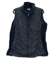 Women's 1X Full Zip Vest Black Side Panels Mock Neck Cold Weather